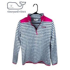 Vineyard Vines 1/4 Zip Pullover Sweatshirt Striped Blue gray Pink Size XS